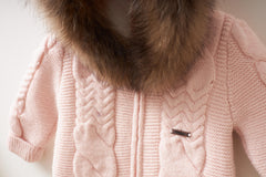 Knitted Overall with Fur Collar