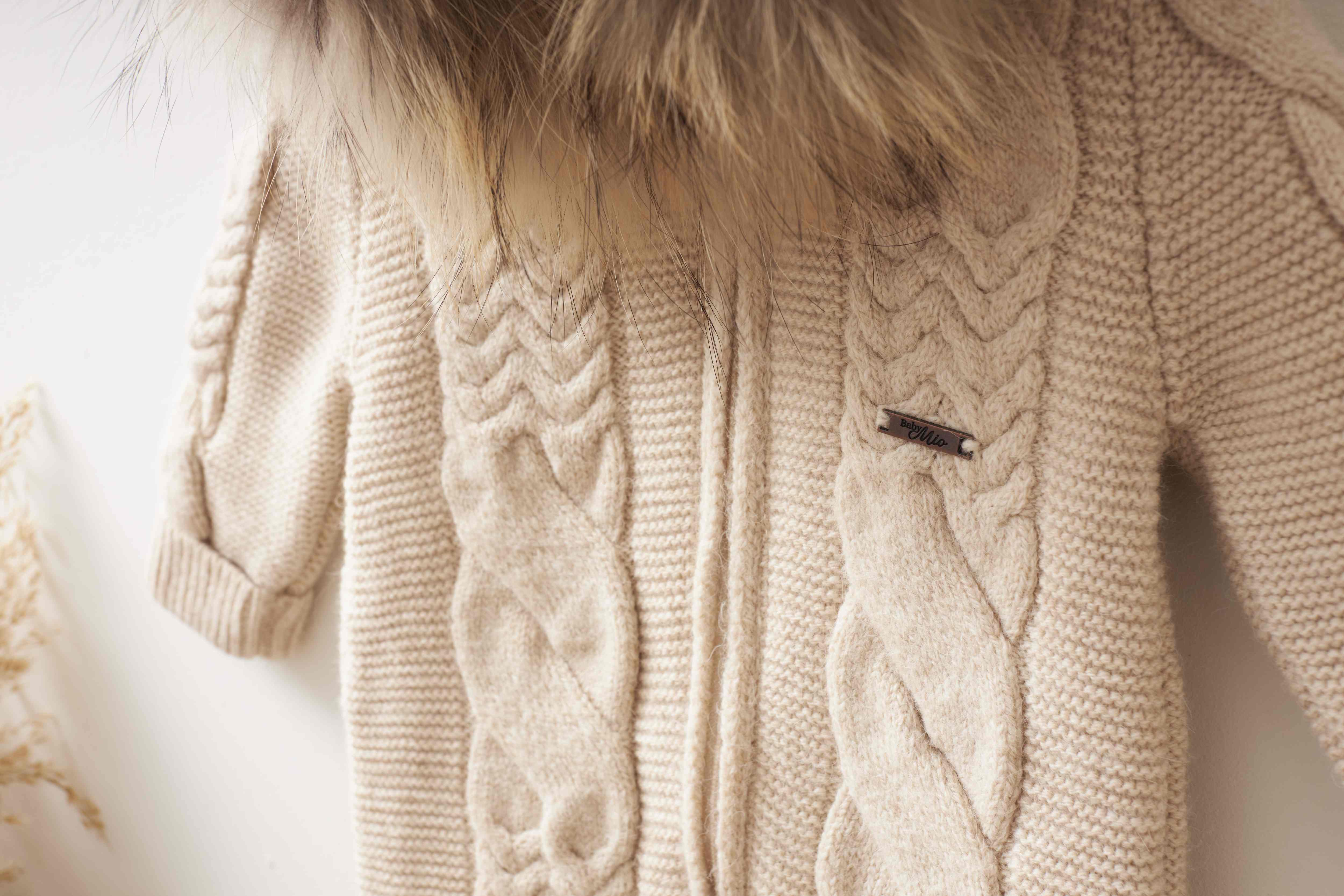 Knitted Overall with Fur Collar