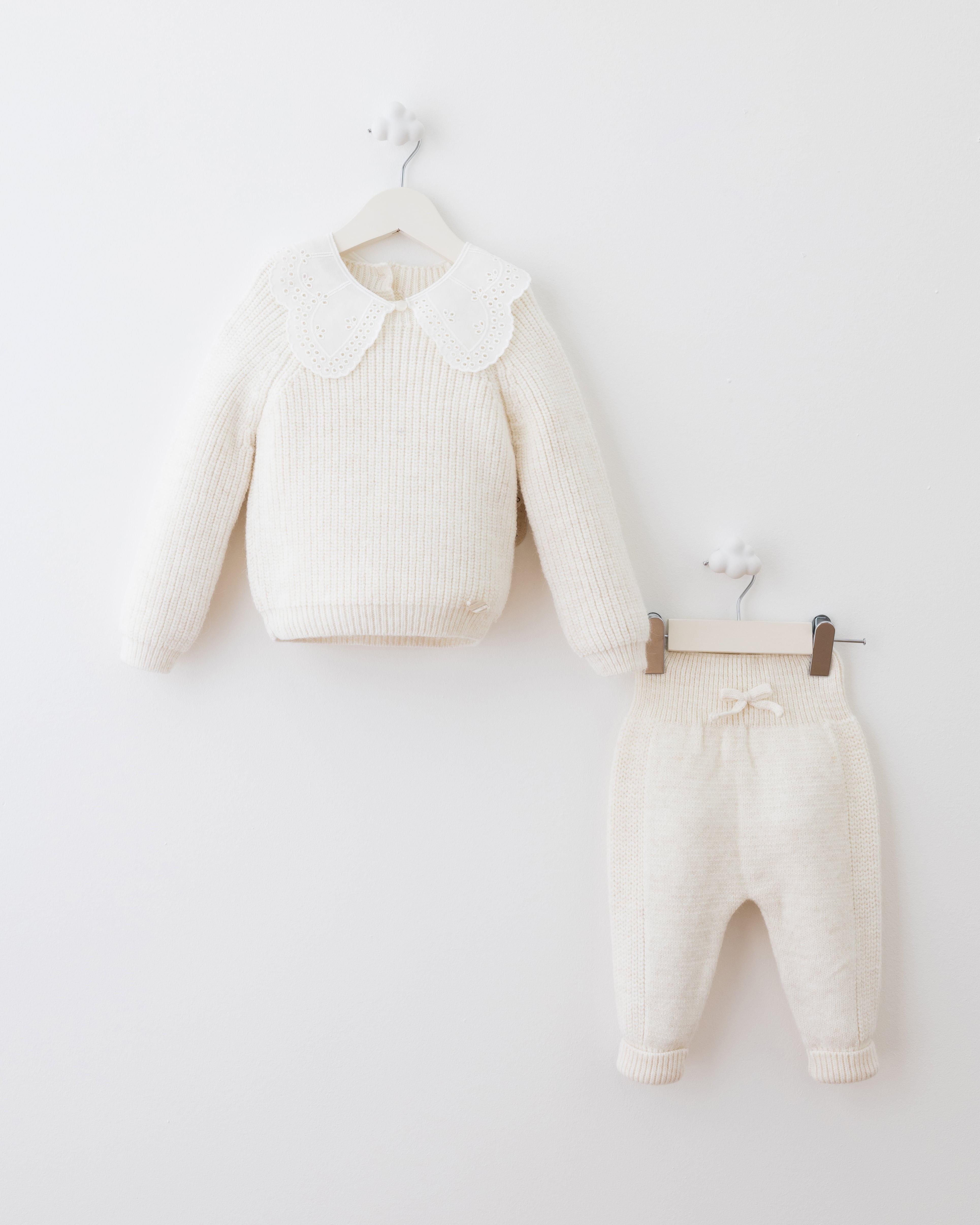 Knit Set with Embroidered Collar