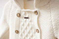 Knitted Overall in Beige with Fur Collar