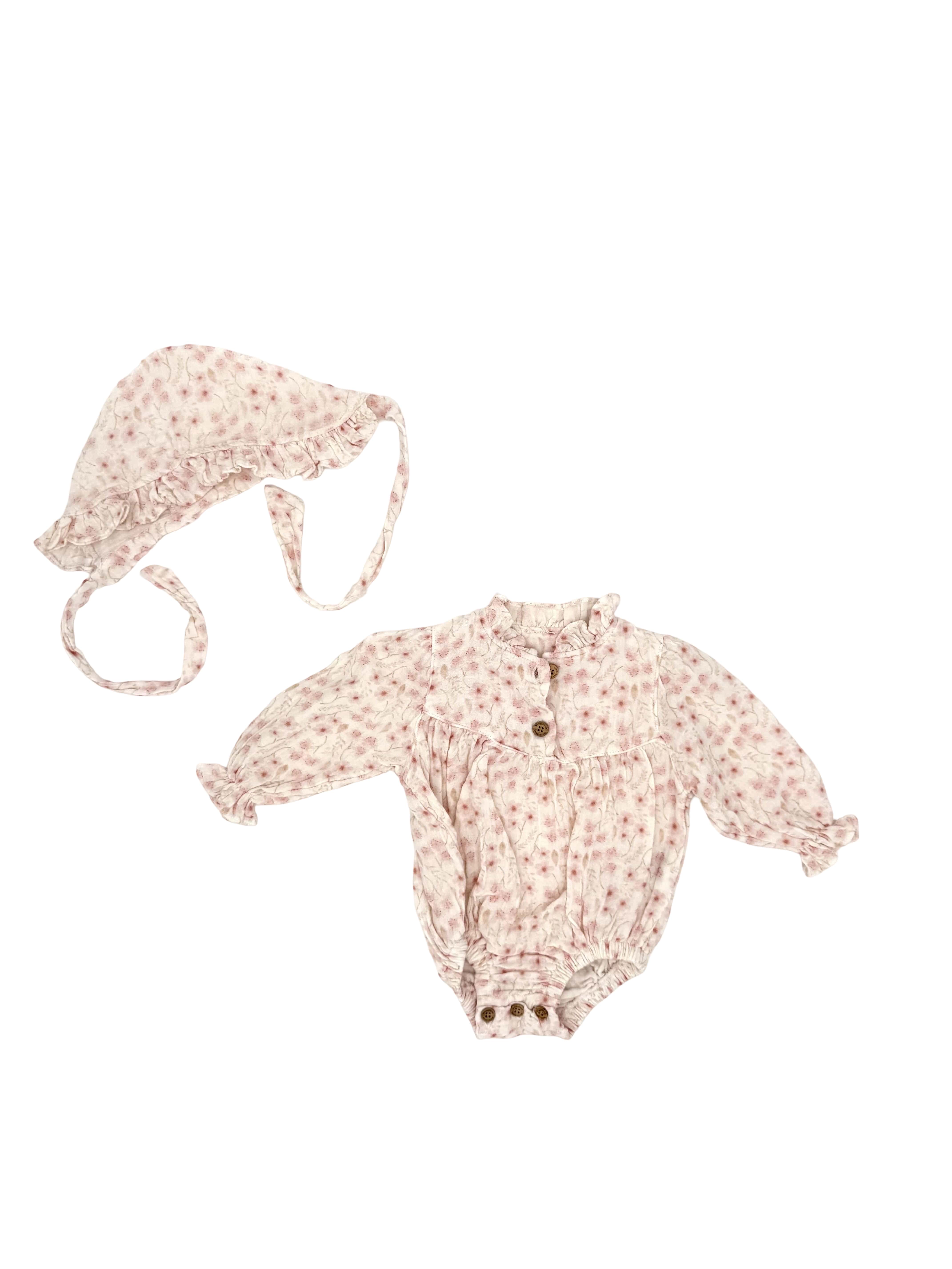 Baby Strampler Langarm & Mützchen Set