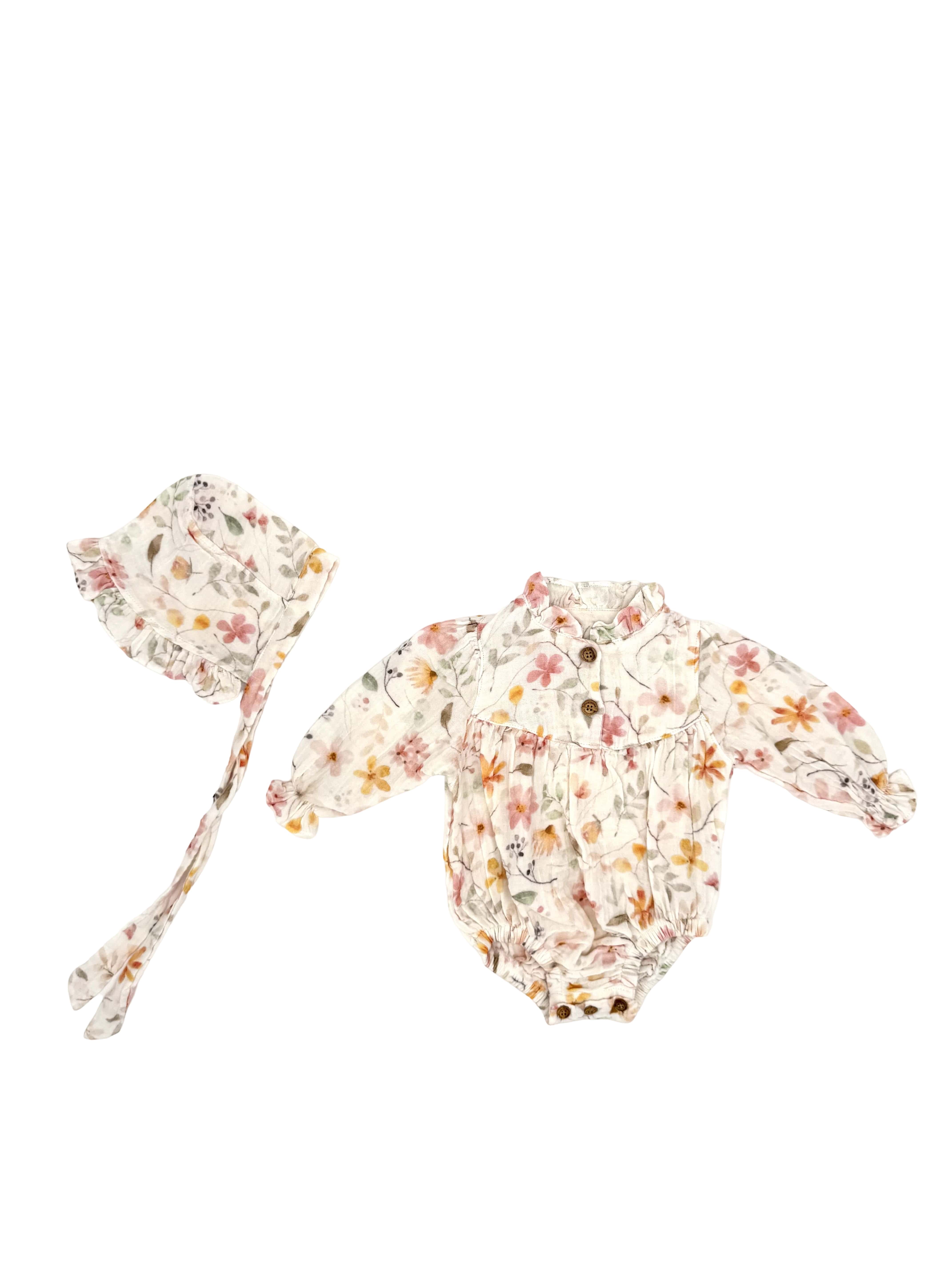 Baby Strampler Langarm & Mützchen Set