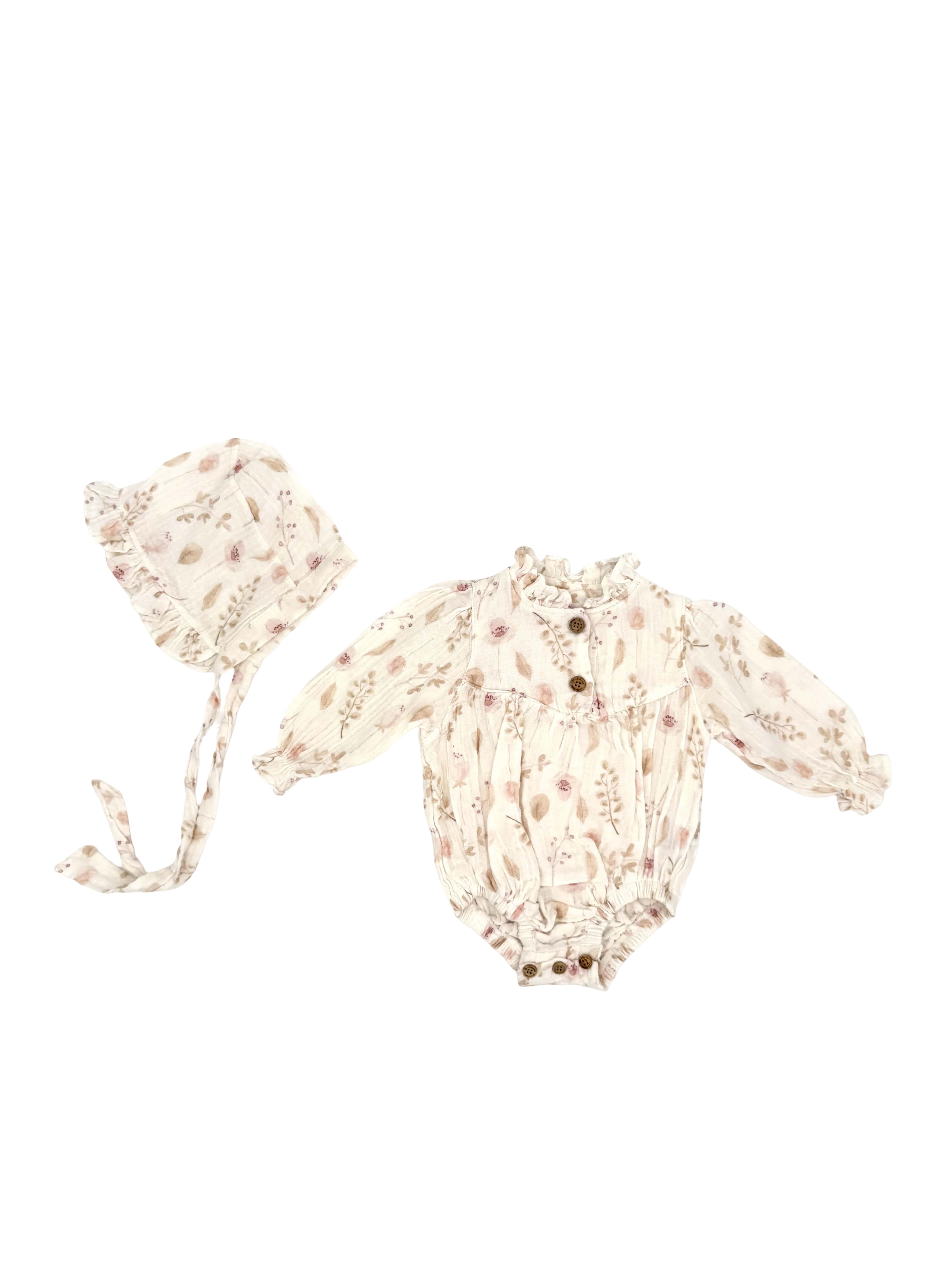 Baby Strampler Langarm & Mützchen Set