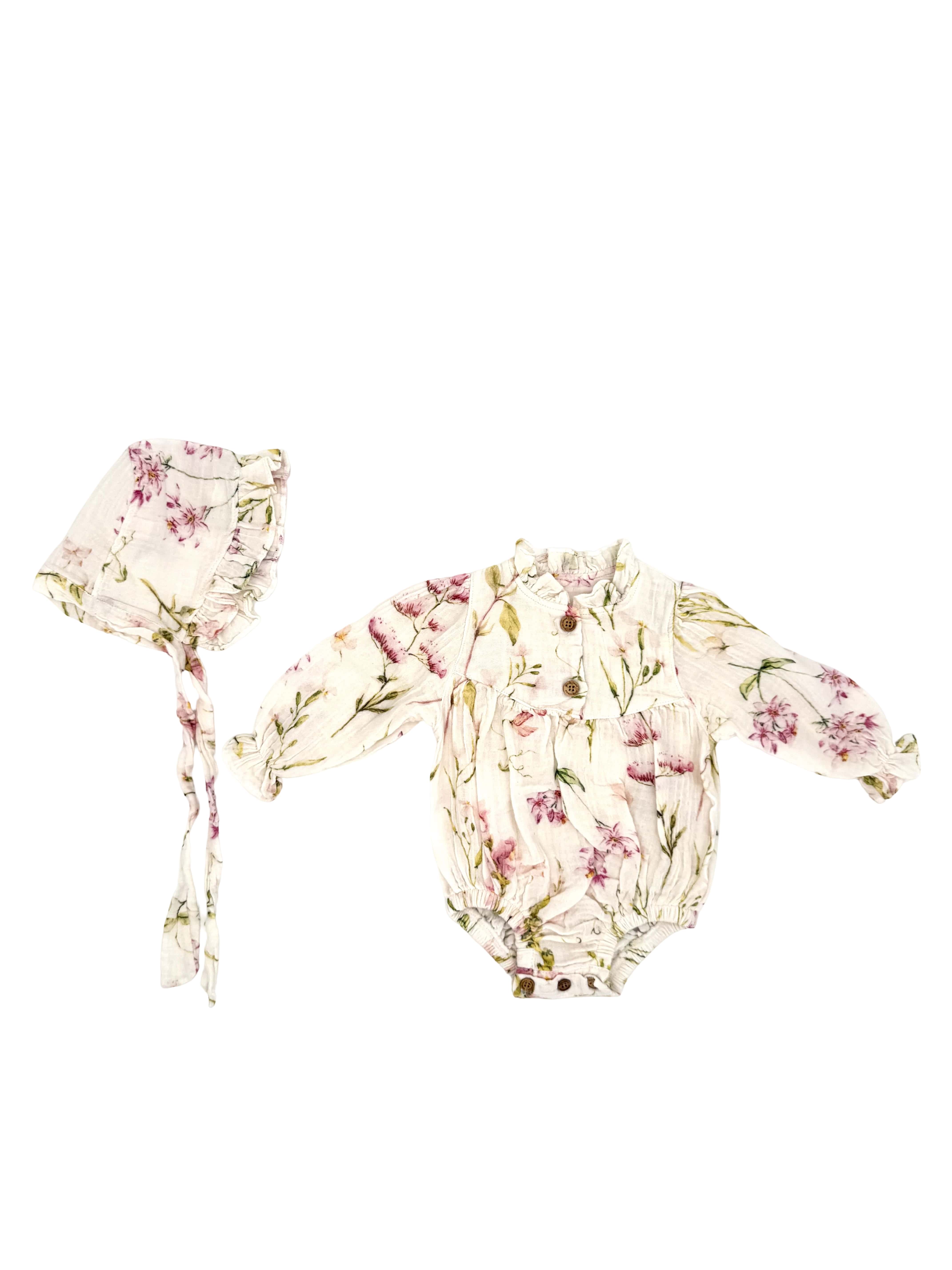 Baby Strampler Langarm & Mützchen Set