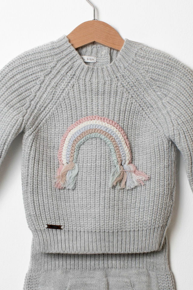 Zweiteiliges Strickset mit Regenbogen-Detail