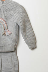 Zweiteiliges Strickset mit Regenbogen-Detail
