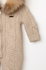 Knitted Overall with Fur Collar