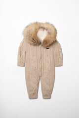 Knitted Overall with Fur Collar
