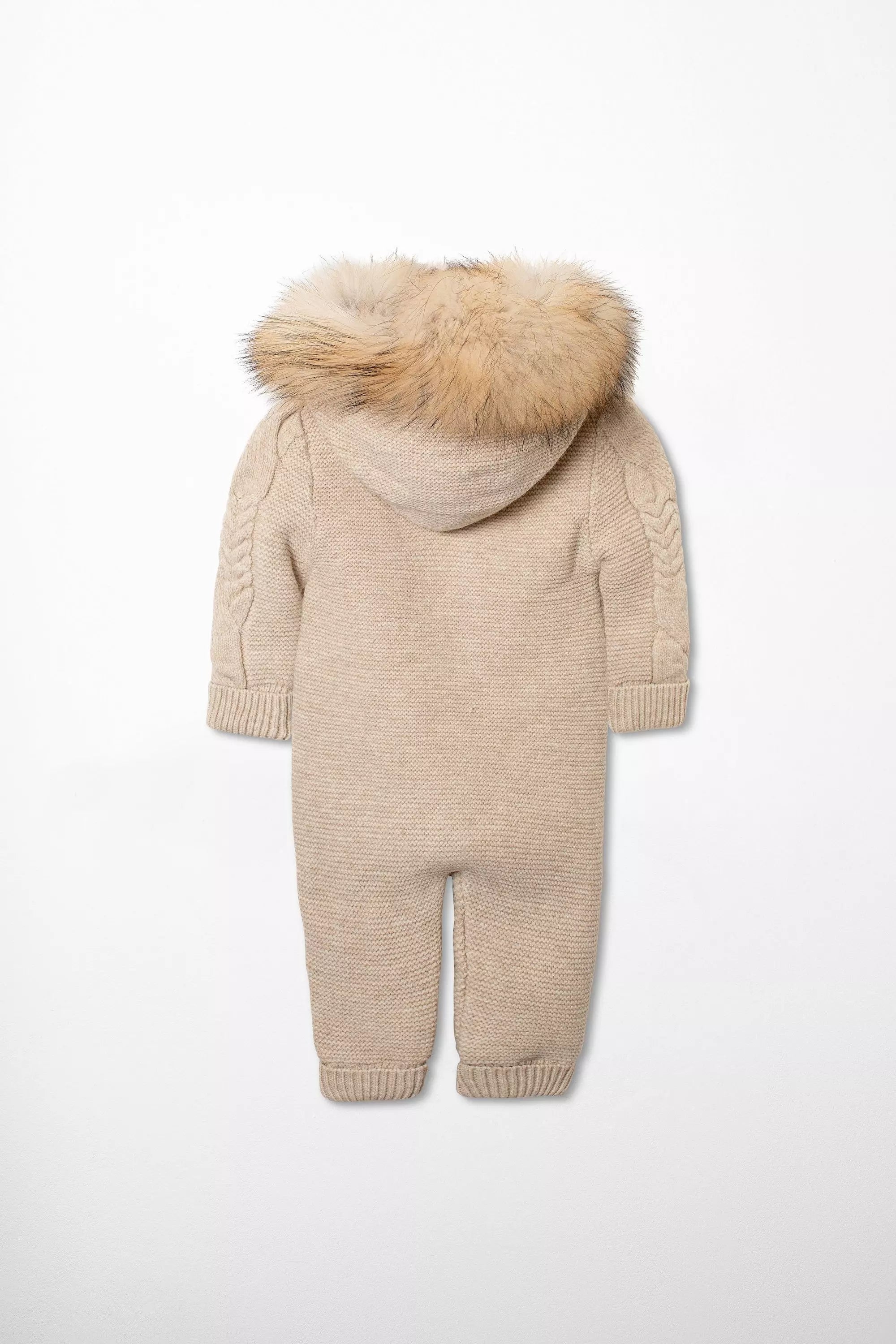 Knitted Overall with Fur Collar