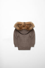 Luxurious Knitted Jacket with Fur Collar